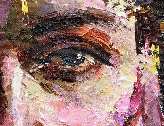 Abstract woman portrait painting #9, Free Shipping