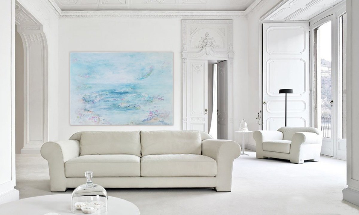 Organic Abstract Acrylic Painting By Doris Duschelbauer, 64 X 45, And Suddenly Everything Got Quiet-, Original Artwork