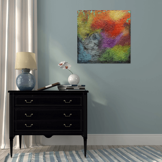 Large Abstract Heavy Textured Painting, Modern Mixed Media Art