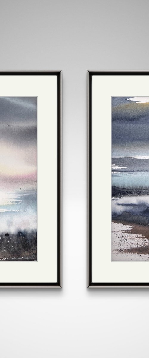 Sea and Silence (Diptych) by Eugenia Gorbacheva