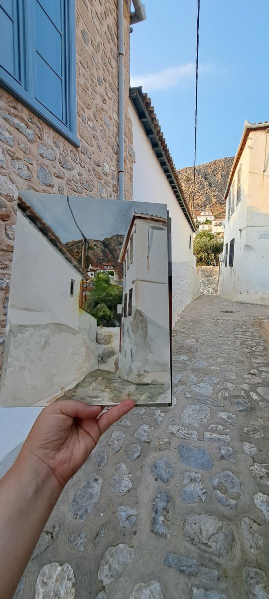 Hydra island watercolor by Andromachi Giannopoulou