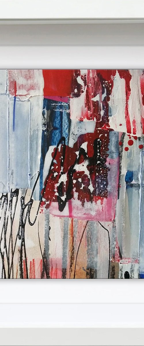Framed ready to hang original abstract  - Out of the ashes by Carolynne Coulson