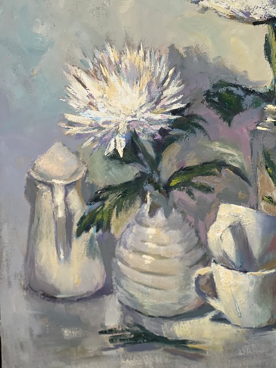 An arrangement in white