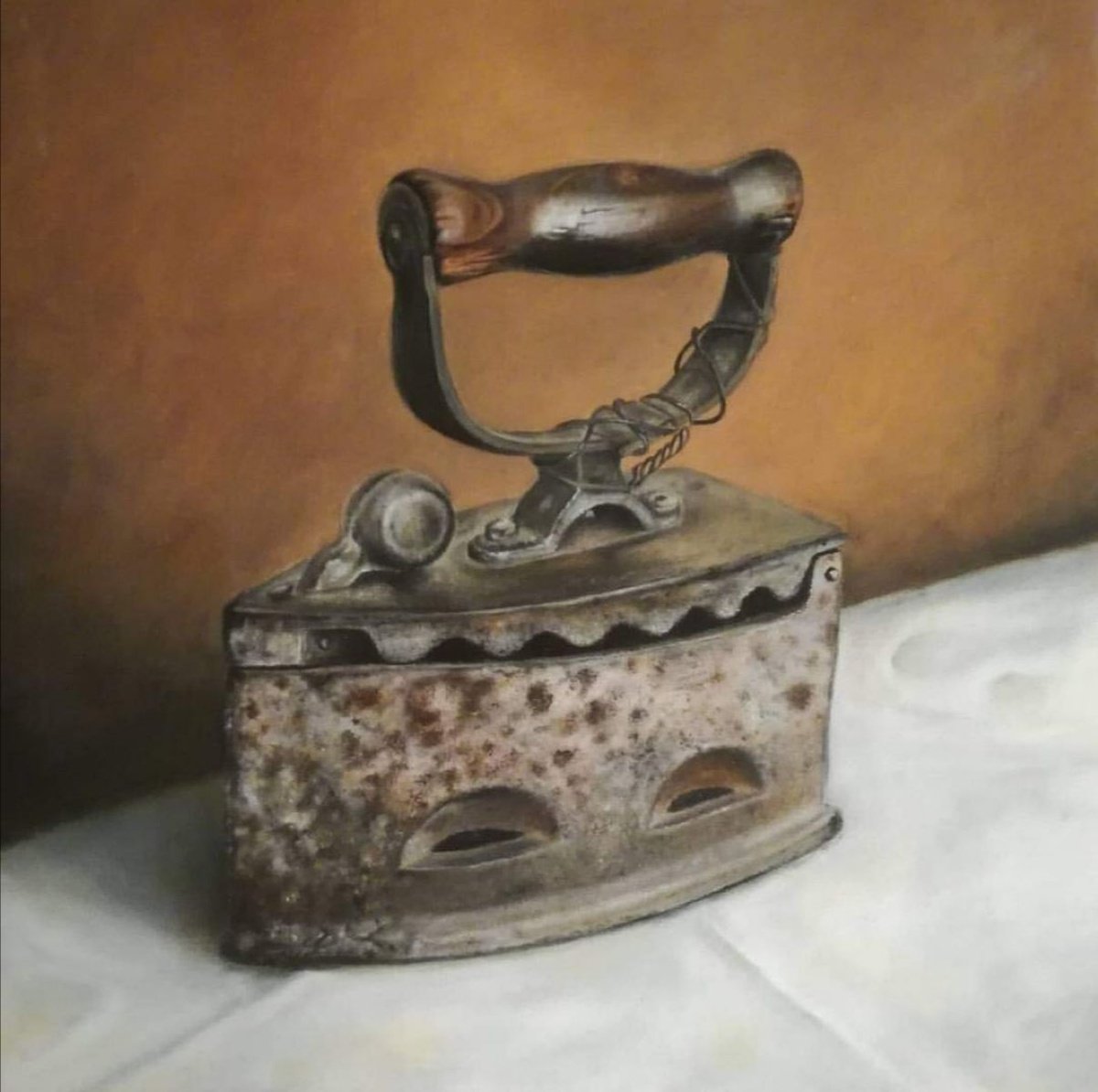 Photorealistic Still Life Oil Painting By Nelaart, 12 X 12", Iron, Original Artwork