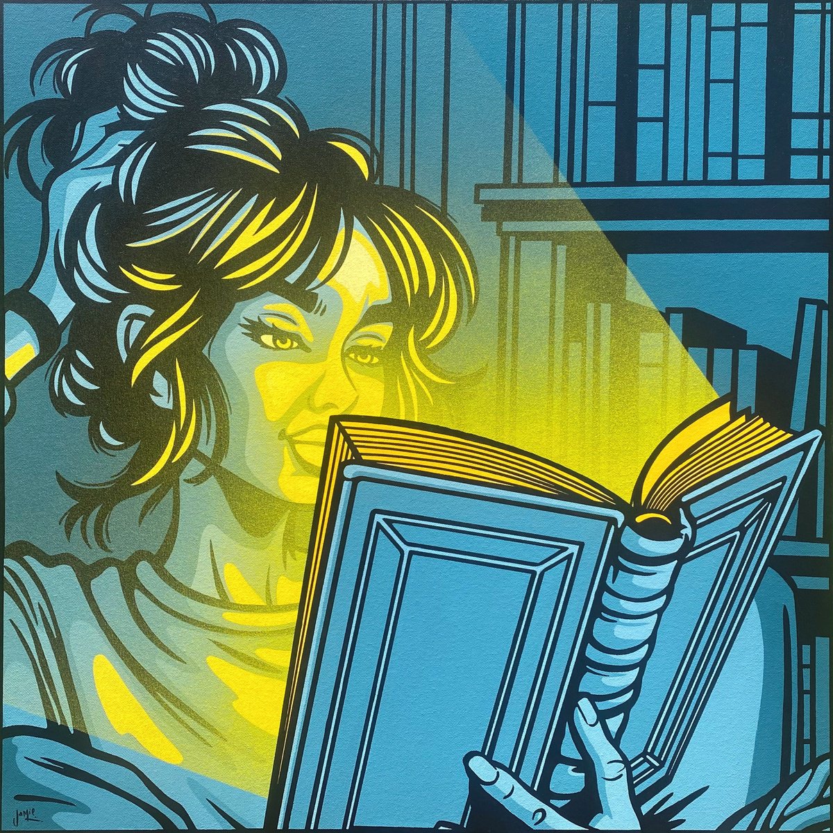 Urban And Pop Portrait Acrylic Painting By Jamie Lee, 28 X 28, Seeking Enlightenment, Original Artwork