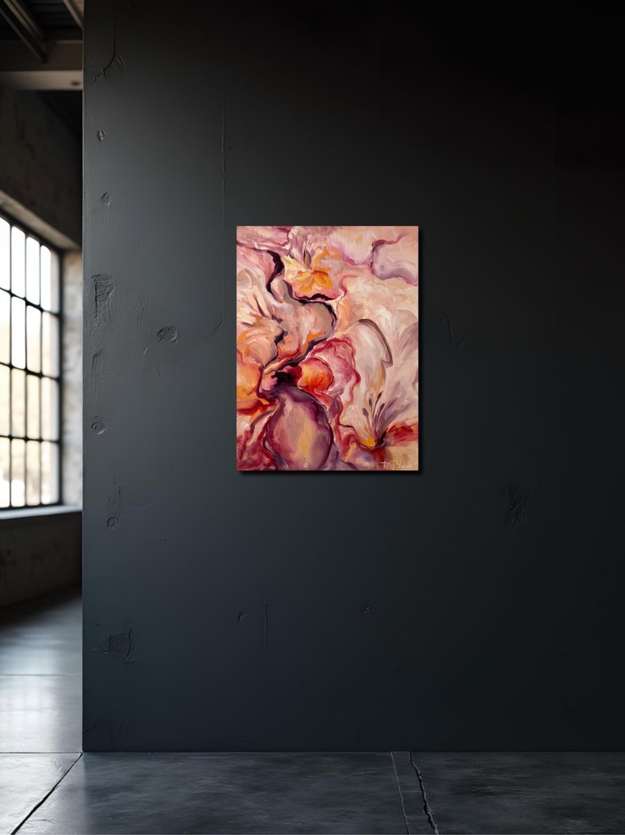 Abstract Botanical Painting By Yuliia Poraiko, 18 X 24", Not White Lilies, Original Artwork