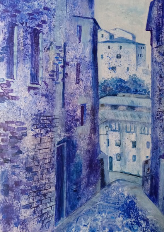 Blue dusk in the Spanish town