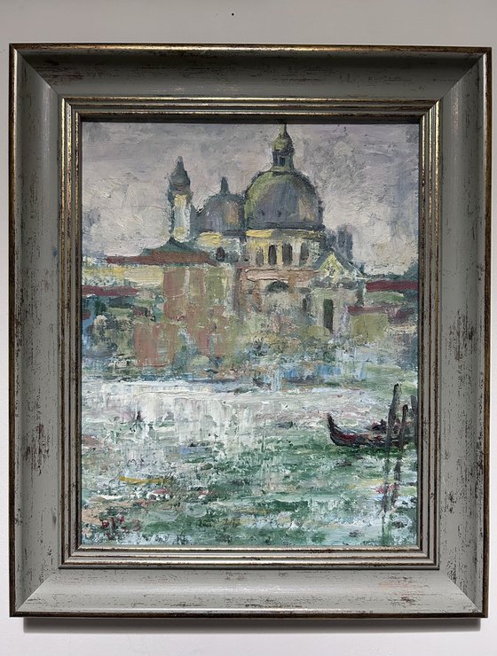 Original Oil Painting Wall Art Signed unframed Hand Made Jixiang Dong Canvas 25cm × 20cm Cityscape Waterscapes of Venice House Small Impressionism Impasto