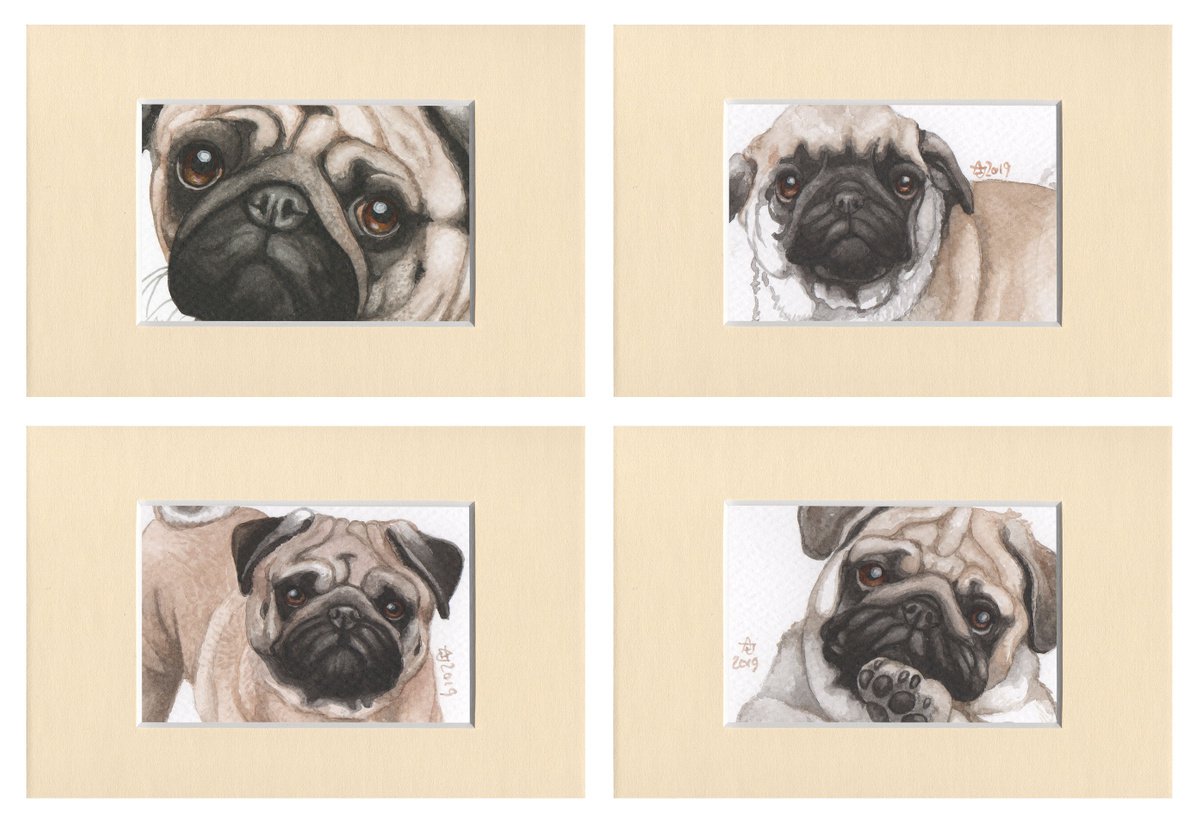 Doggie pug - miniatures by Jolanta Czarnecka