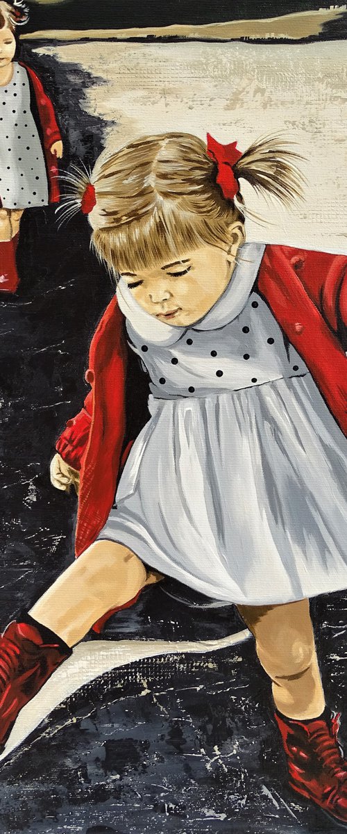 Girls in red coats by Livien Rózen