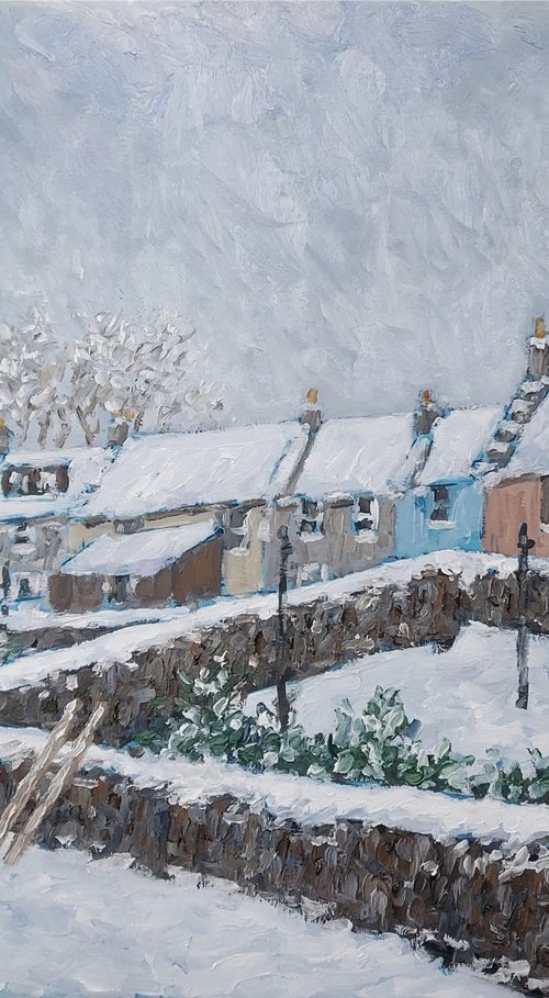 kilrenny cottages in snow by Colin Ross Jack