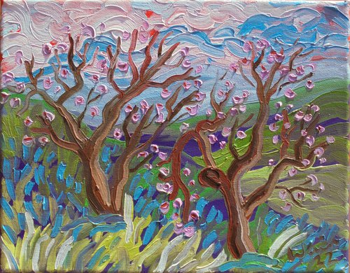 Almond blossom trees II by Kirsty Wain