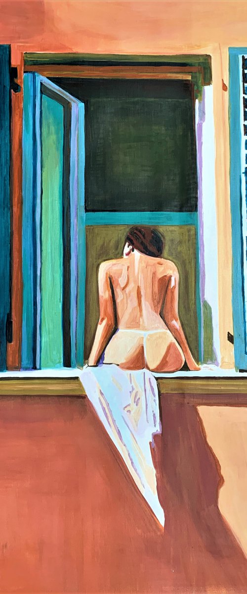Nude at the window / 77 x 70 x 3 cm by Alexandra Djokic