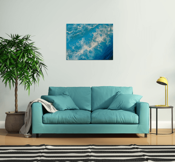 Seascape Painting "Turquoise waves"  70 x 90 cm