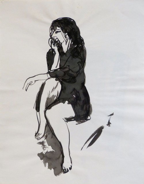 Seated Model 19, sketch for a painting, 21x29 cm by Frederic Belaubre