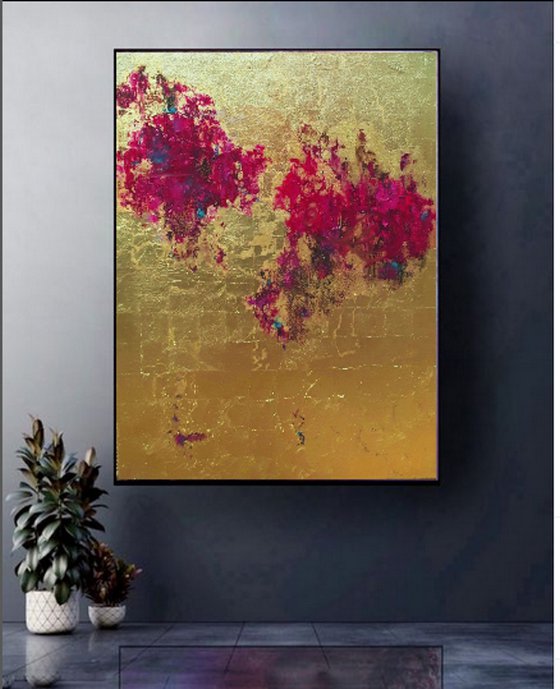 Abstract flowers on the Gold  #0011
