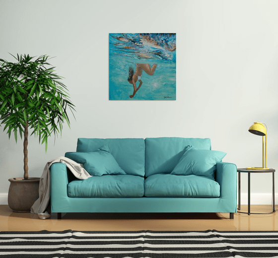 Swimming girl 32x32 in