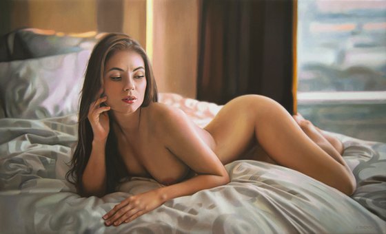 Nude in bed