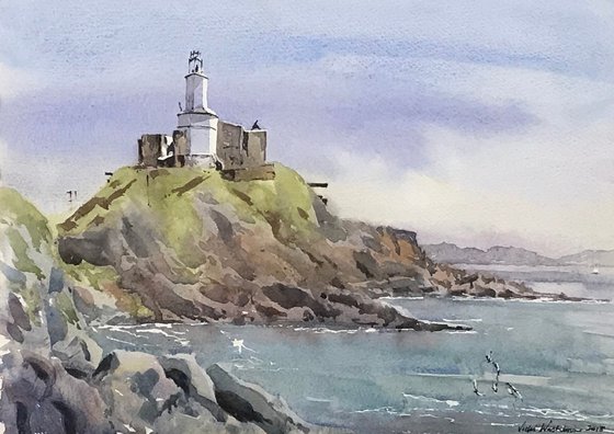 Mumbles Lighthouse from Bracelet Bay