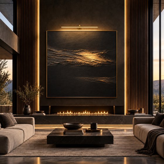 Textured Black Currents in Gold Moonlight