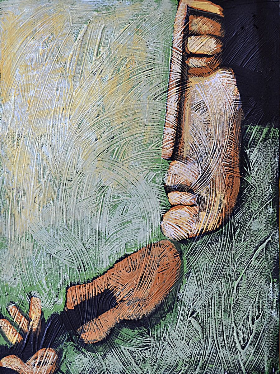 Naive Portrait Painting By Zhana Viel, 7 X 9", Viol, Original Artwork