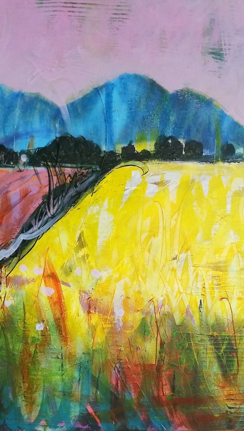 Rapeseed fields Landscape artwork by Olga David