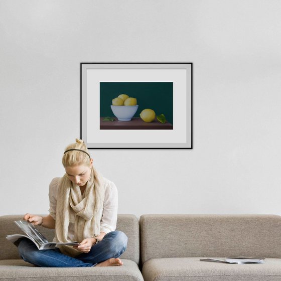 Still life with lemons and bowl