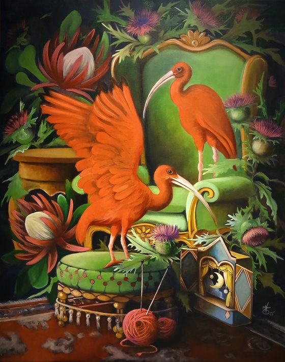 Red ibises and the tiny theatre