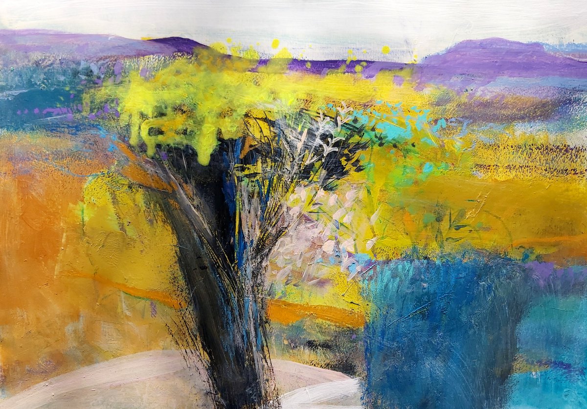 Landscape with yellow flowers by Victoria Cozmolici