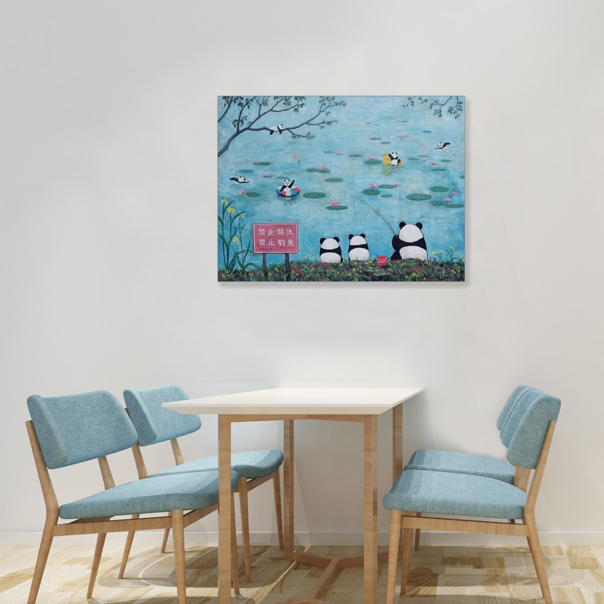 Surrealistic Animal Acrylic Painting By Yuan Hua Jia, 31 X 24", Little Paradise ( Original ), Original Artwork