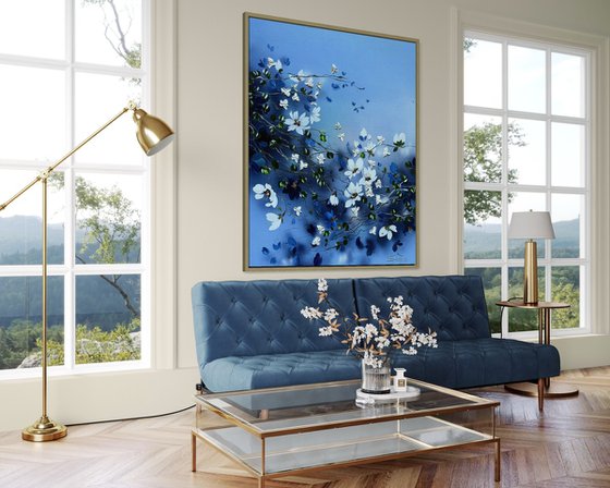 Pearl Roses in Blue Silence