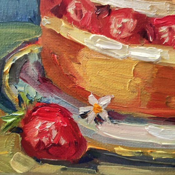 Strawberry cake - Original oil painting