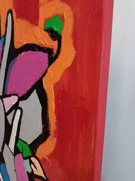 Exotic Flowers on Red