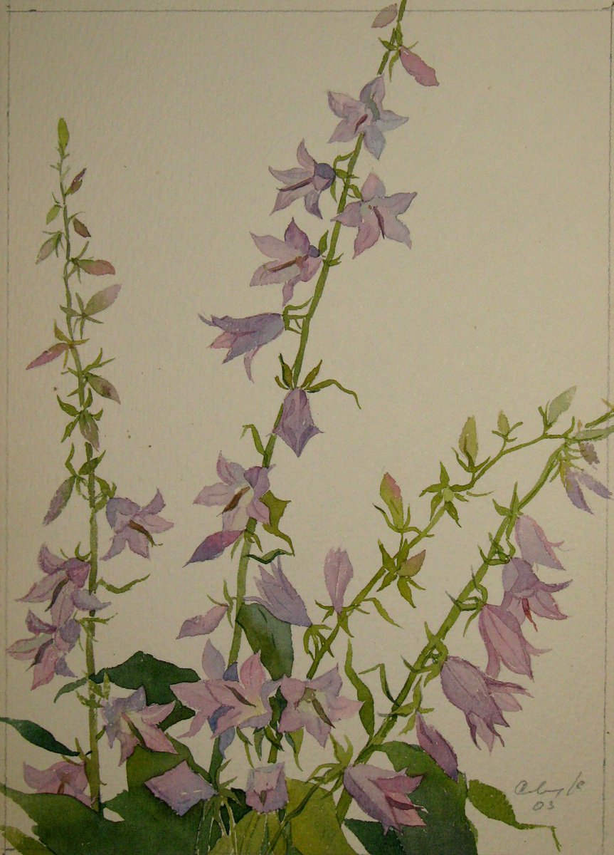 Impressionistic Botanical Watercolour By Valeriy Savenets-1, 7 X 10", Bells, Original Artwork