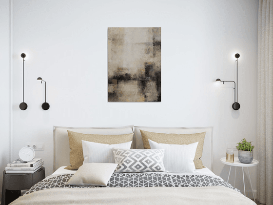 Shadows, 50*70cm, abstract acrylic painting, beige brown, interior wall art b