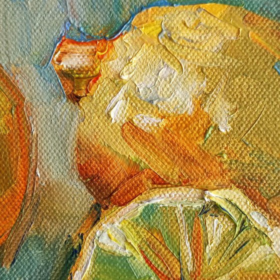 Sliced Lemons. Still Life Oil Painting