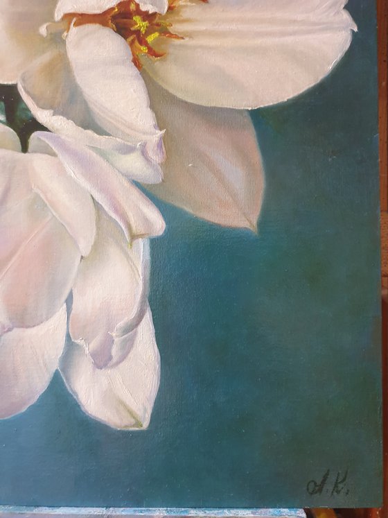 "White bouquet. "   flower  liGHt original painting  GIFT (2021)