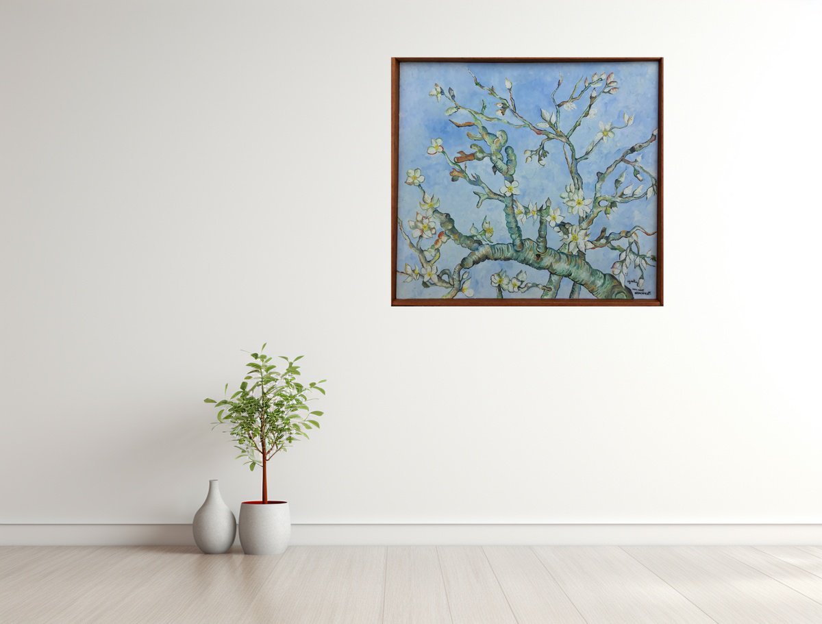 Botanical Oil Painting By Jg Wilson, 24 X 22, Cherry Blossoms, Original Artwork