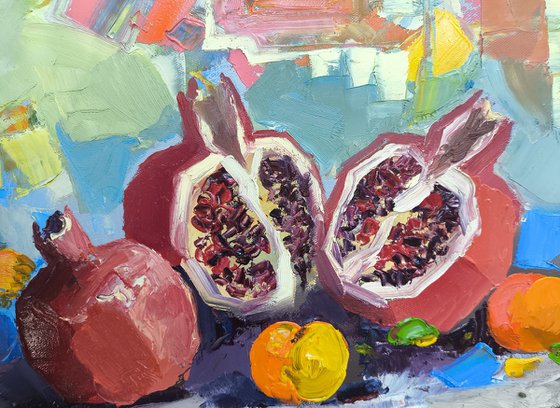 Clay Jug and Pomegranates