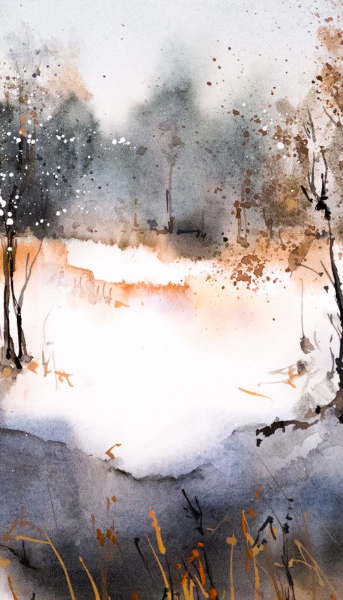 Winter fairy tails. Original watercolor picture by Marina Abramova
