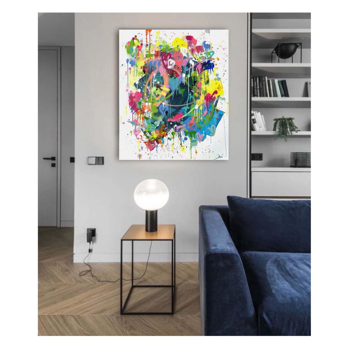 Expressive Abstract Acrylic Painting By Maria Esmar, 39 X 47", Lost In Music, Original Artwork