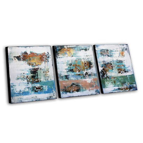 DOWNTOWN * 180 x 80 CMS * CONTEMPORARY ARTWORK * TRIPTYCH * TEXTURED