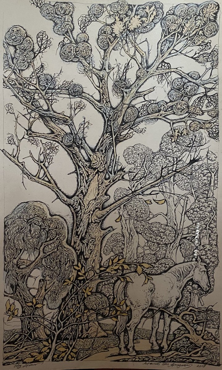 Impressionistic Landscape Painting By Oleg And Alexander Litvinov, 24 X 14", White Horse, Original Artwork