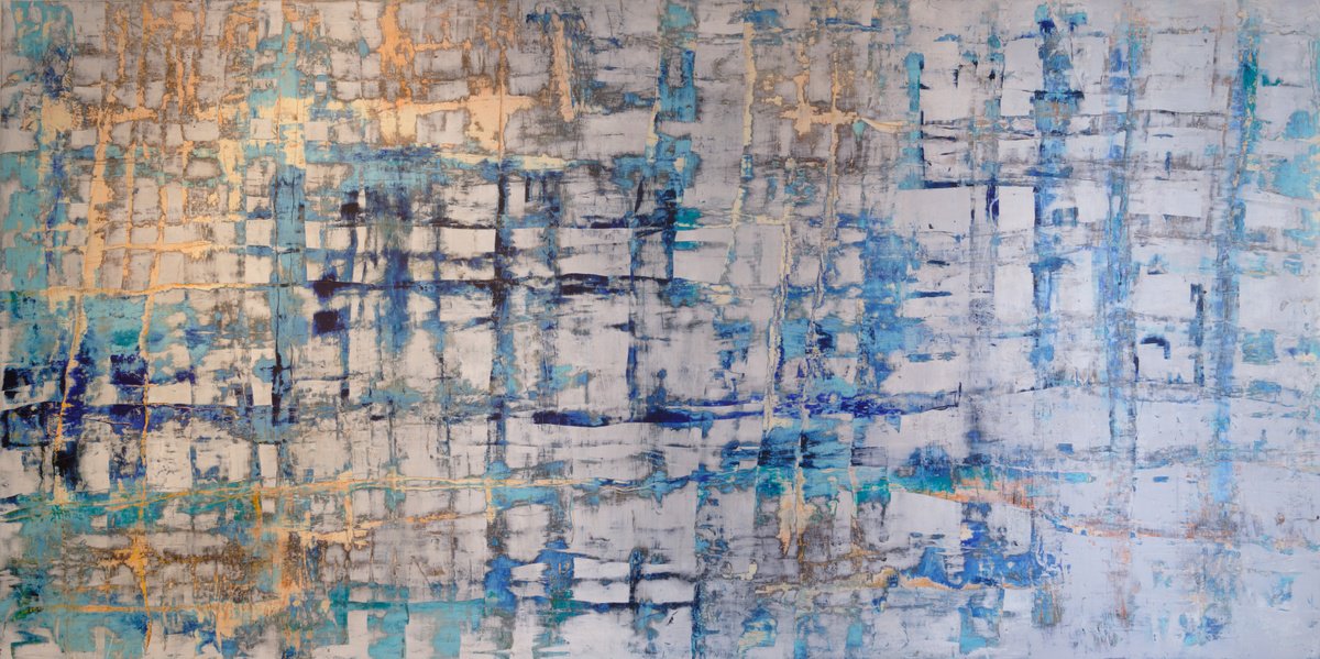 Abstract Oil Painting By Martin Sieverding, 79 X 39", Untitled, Original Artwork