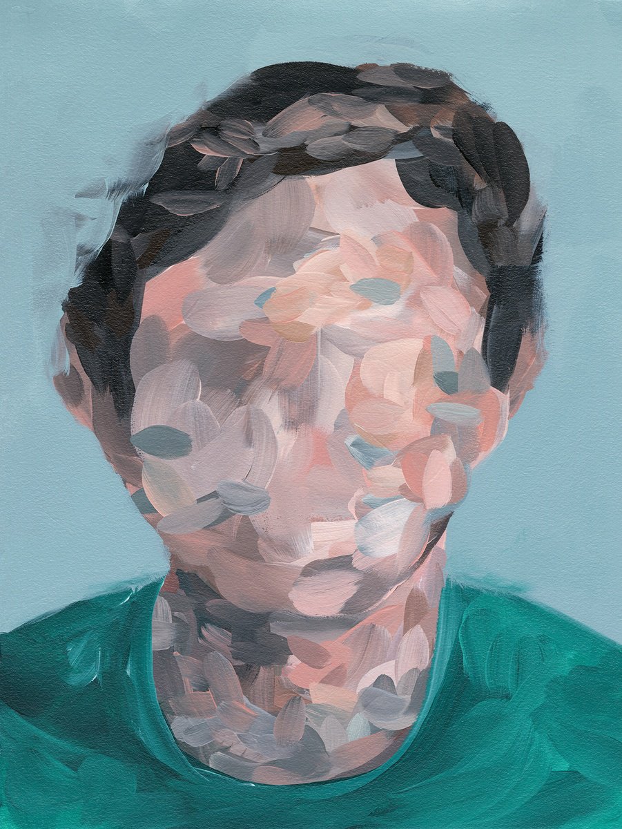 Abstract Portrait Acrylic Painting By Sara Richardson Artist, 12 X 16", Portrait No.4, Original Artwork