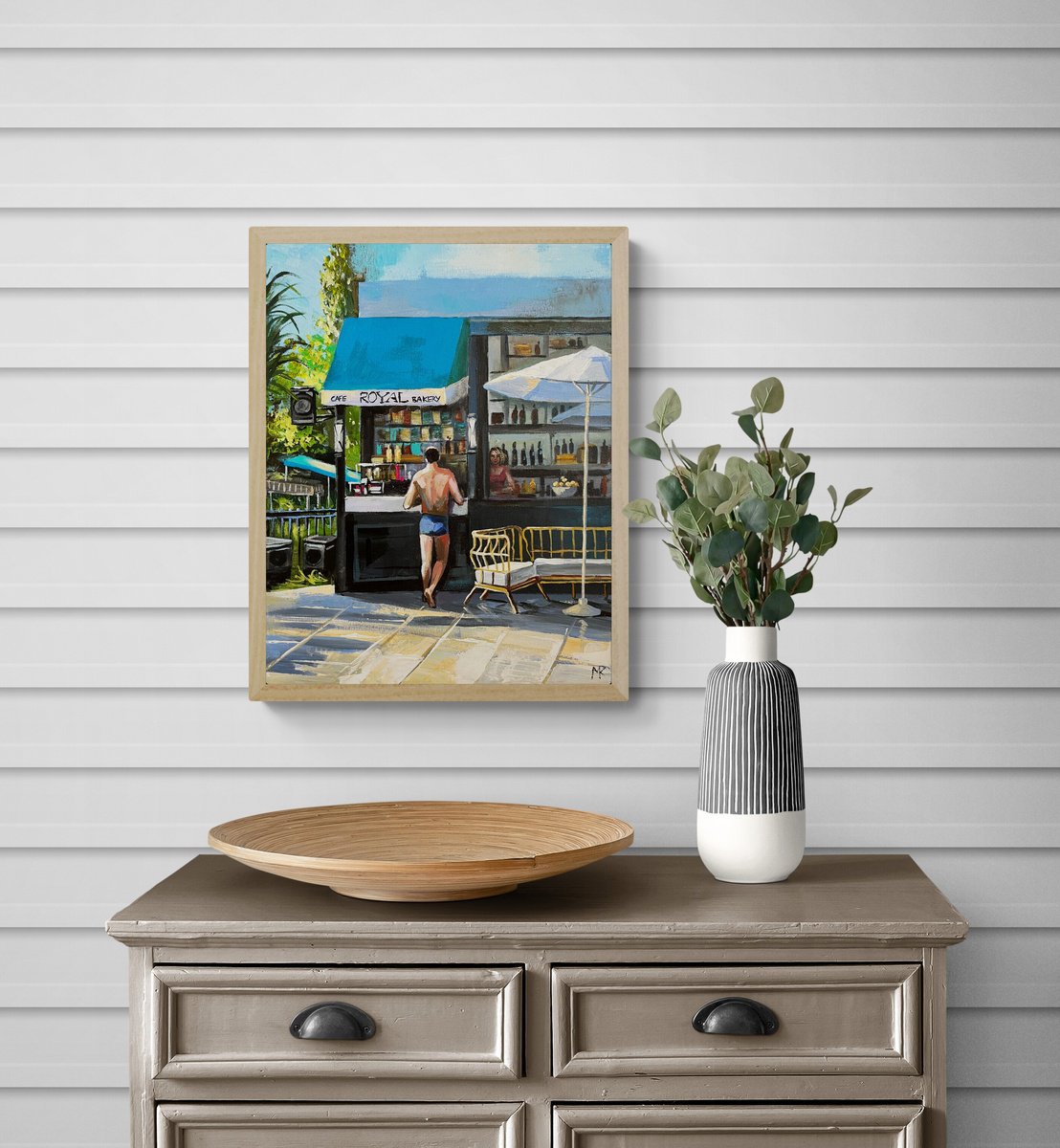 Impressionistic Cityscapes Acrylic Painting By Maria Kireev, 16 X 20", Last Day Of Vacation, Original Artwork