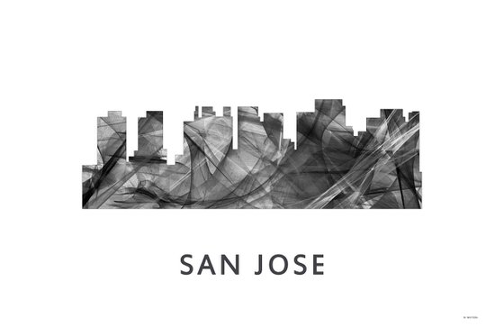 San Jose California Skyline WB BW