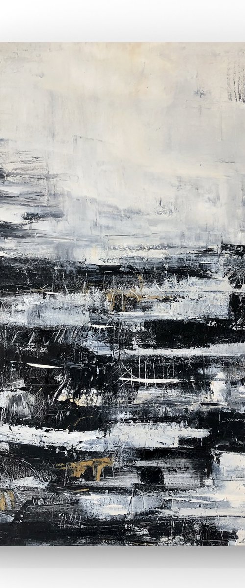 Northern glimpse. Black and white abstract painting. by Ilaria Dessí