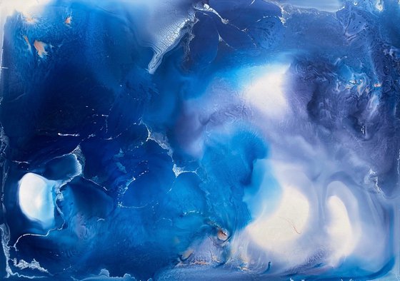 Deep Blue Silver Abstract