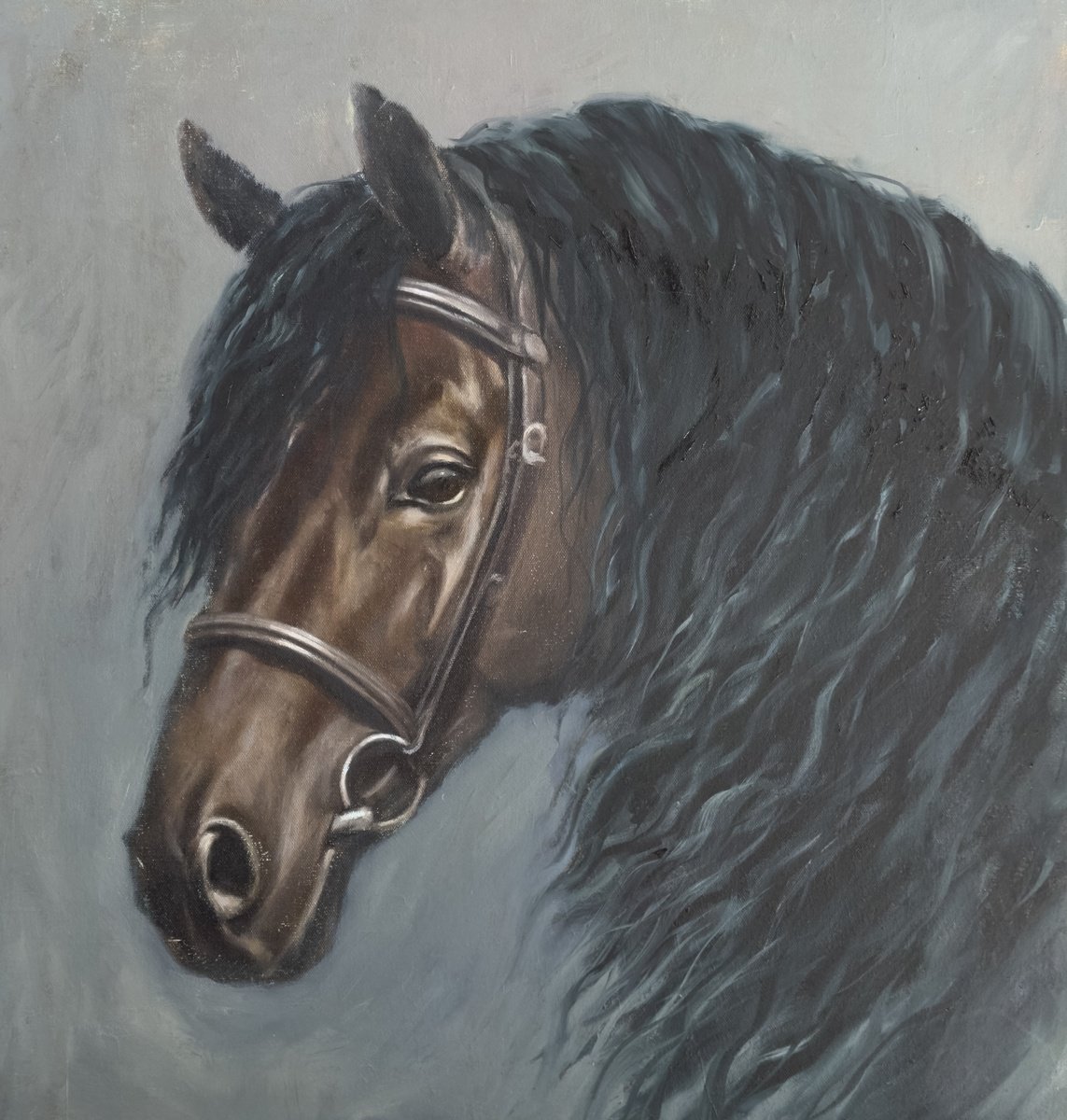 Animal Oil Painting By Nataliia Zaharuk, 24 X 24", Chocolate, Original Artwork